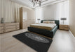 Patterned Black Rug in a Bedroom, pat2150gry