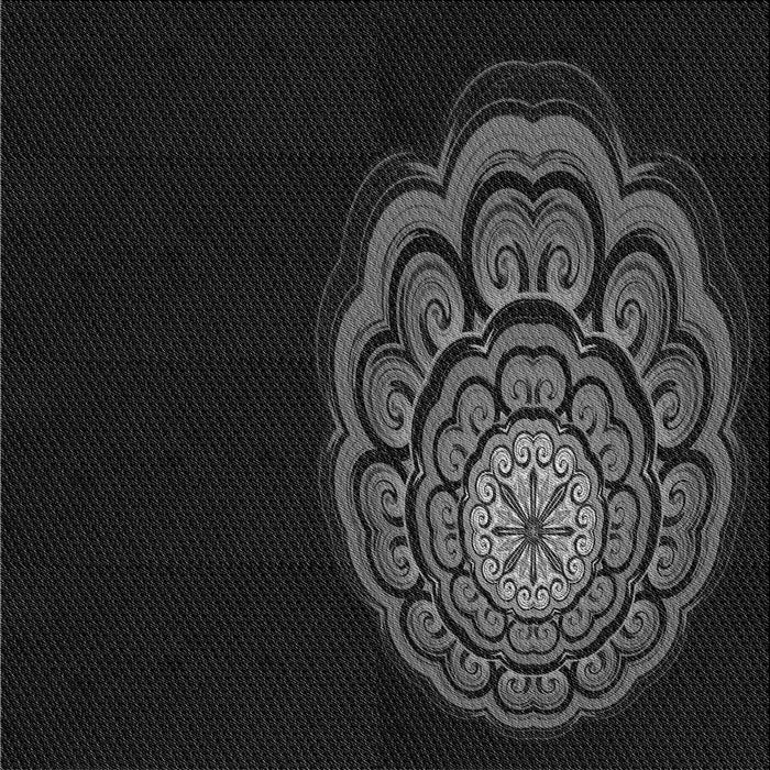 Round Patterned Black Rug, pat2150gry