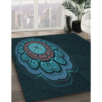 Patterned Black Rug, pat2150lblu