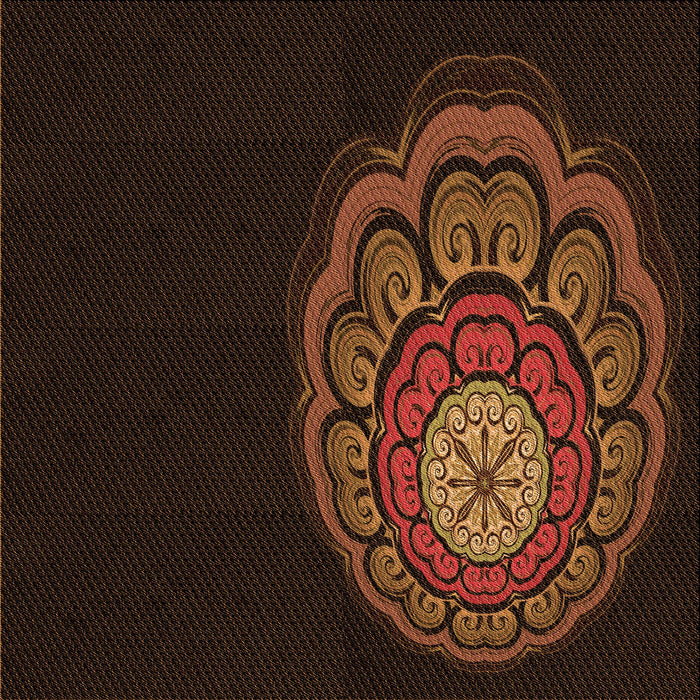 Round Patterned Saddle Brown Rug, pat2150org