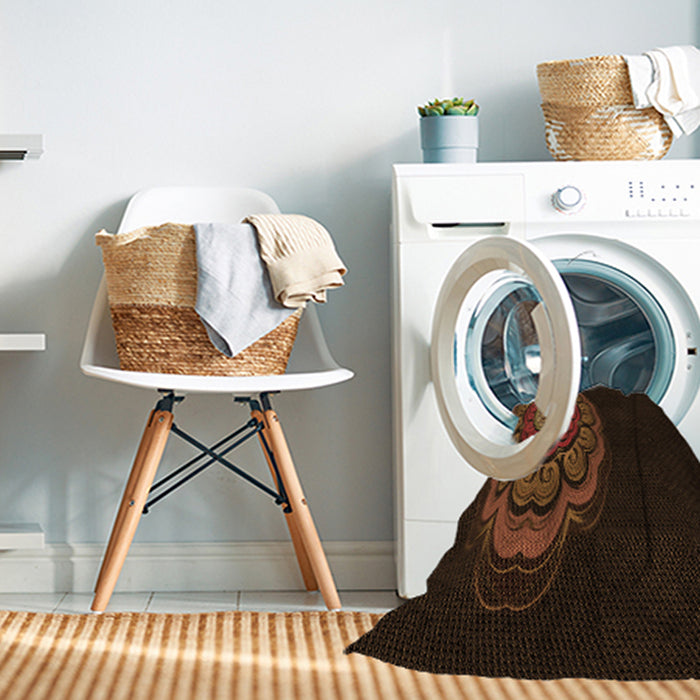 Machine Washable Transitional Saddle Brown Rug in a Washing Machine, wshpat2150org
