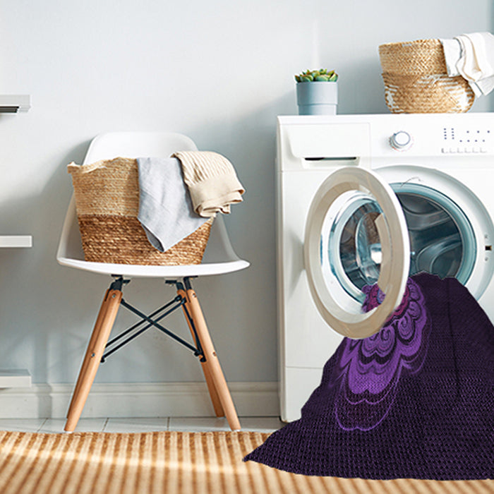 Machine Washable Transitional Deep Purple Rug in a Washing Machine, wshpat2150pur