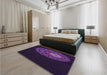 Patterned Deep Purple Rug in a Bedroom, pat2150pur