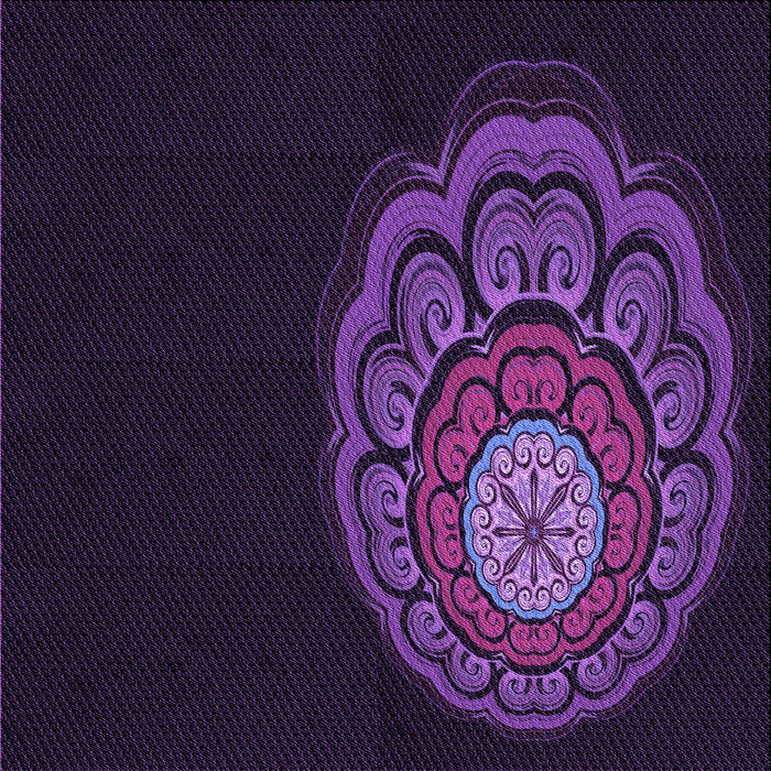 Round Patterned Deep Purple Rug, pat2150pur