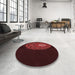 Round Patterned Fire Brick Red Rug in a Office, pat2150rd