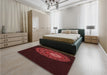 Patterned Fire Brick Red Rug in a Bedroom, pat2150rd