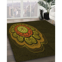 Patterned Dark Bronze Brown Rug, pat2150yw