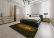 Patterned Dark Bronze Brown Rug in a Bedroom, pat2150yw