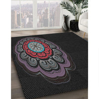 Patterned Carbon Gray Novelty Rug, pat2150