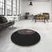 Round Patterned Carbon Gray Novelty Rug in a Office, pat2150