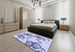 Patterned Blue Rug in a Bedroom, pat2151blu