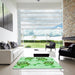 Machine Washable Transitional Green Rug in a Kitchen, wshpat2151grn