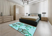 Patterned Blue Rug in a Bedroom, pat2151lblu