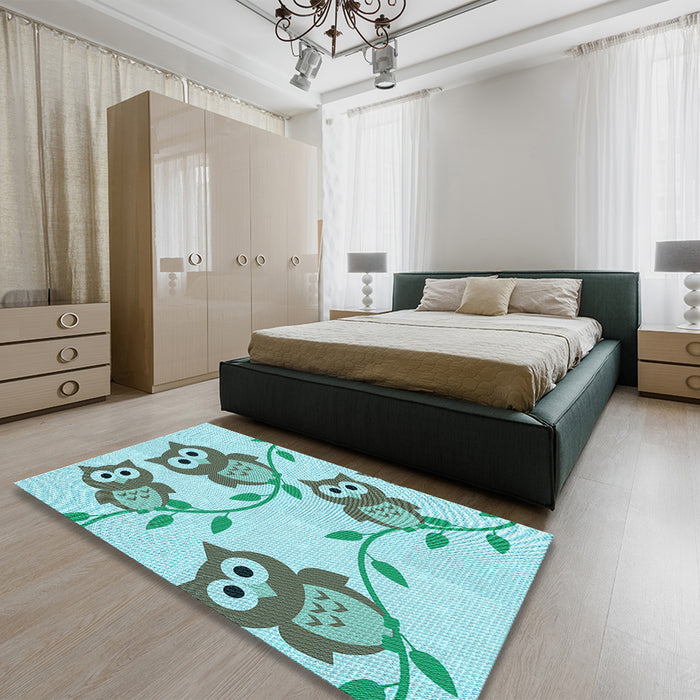 Patterned Blue Rug in a Bedroom, pat2151lblu