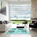 Square Patterned Blue Rug in a Living Room, pat2151lblu