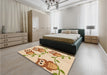 Patterned Khaki Gold Rug in a Bedroom, pat2151org