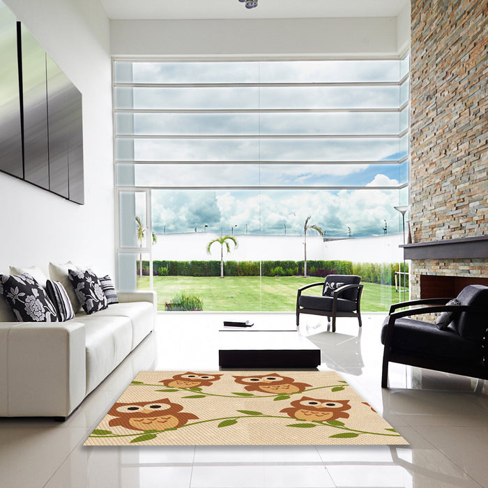 Square Patterned Khaki Gold Rug in a Living Room, pat2151org