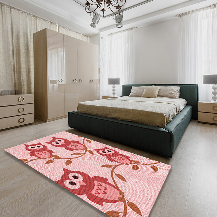 Patterned Orange Rug in a Bedroom, pat2151rd