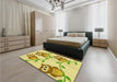 Patterned Dark Golden Brown Rug in a Bedroom, pat2151yw