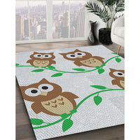 Patterned Khaki Green Novelty Rug, pat2151