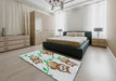 Machine Washable Transitional Khaki Green Rug in a Bedroom, wshpat2151