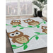 Patterned Khaki Green Novelty Rug in Family Room, pat2151