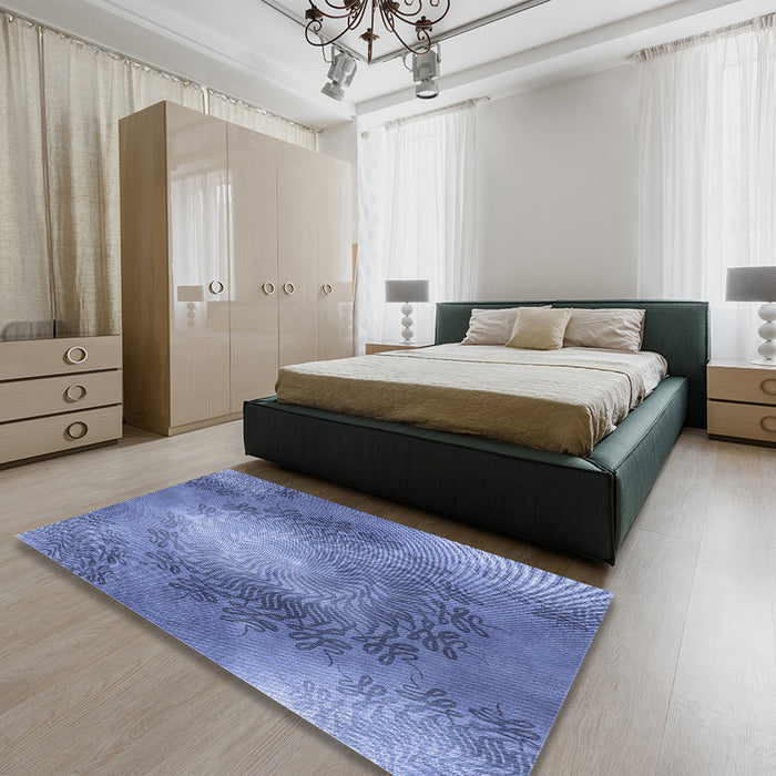 Patterned Sky Blue Rug in a Bedroom, pat2152blu