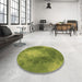 Round Patterned Pistachio Green Rug in a Office, pat2152brn