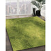 Machine Washable Transitional Pistachio Green Rug in a Family Room, wshpat2152brn