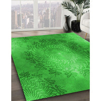 Patterned Lime Green Rug, pat2152grn