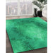 Machine Washable Transitional Spring Green Rug in a Family Room, wshpat2152lblu