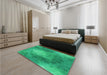 Patterned Spring Green Rug in a Bedroom, pat2152lblu