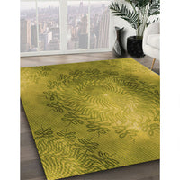 Patterned Olive Green Rug, pat2152org