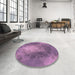 Round Patterned Orchid Purple Rug in a Office, pat2152pur