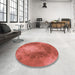 Round Patterned Red Rug in a Office, pat2152rd