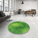 Round Patterned Green Novelty Rug in a Office, pat2152