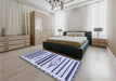 Patterned Blue Rug in a Bedroom, pat2153blu