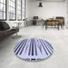 Round Patterned Blue Rug in a Office, pat2153blu