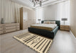 Patterned Khaki Gold Rug in a Bedroom, pat2153brn