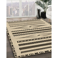 Patterned Khaki Gold Rug, pat2153brn