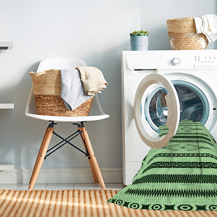 Machine Washable Transitional Light Green Rug in a Washing Machine, wshpat2153grn