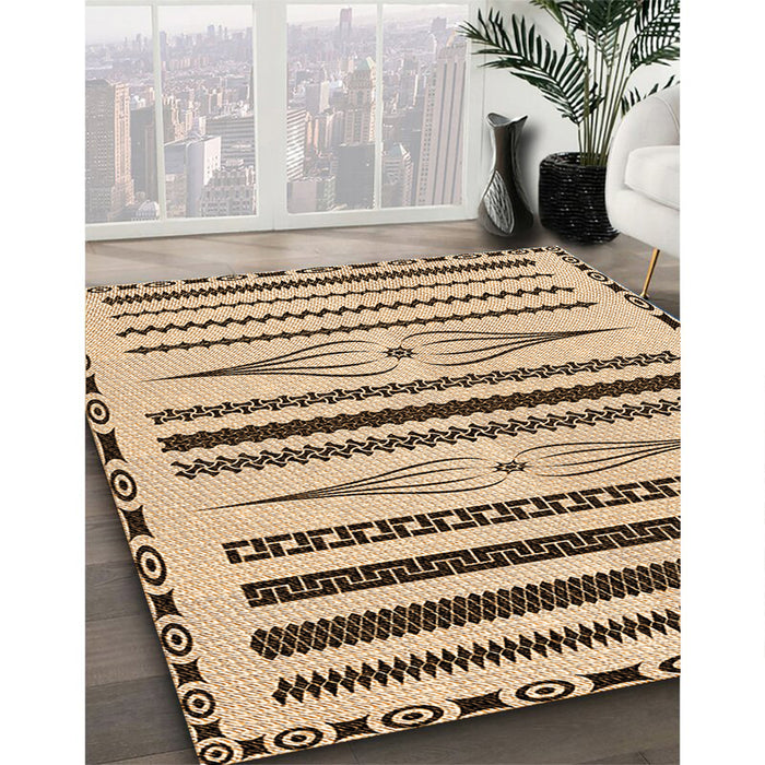 Patterned Saddle Brown Rug in Family Room, pat2153org
