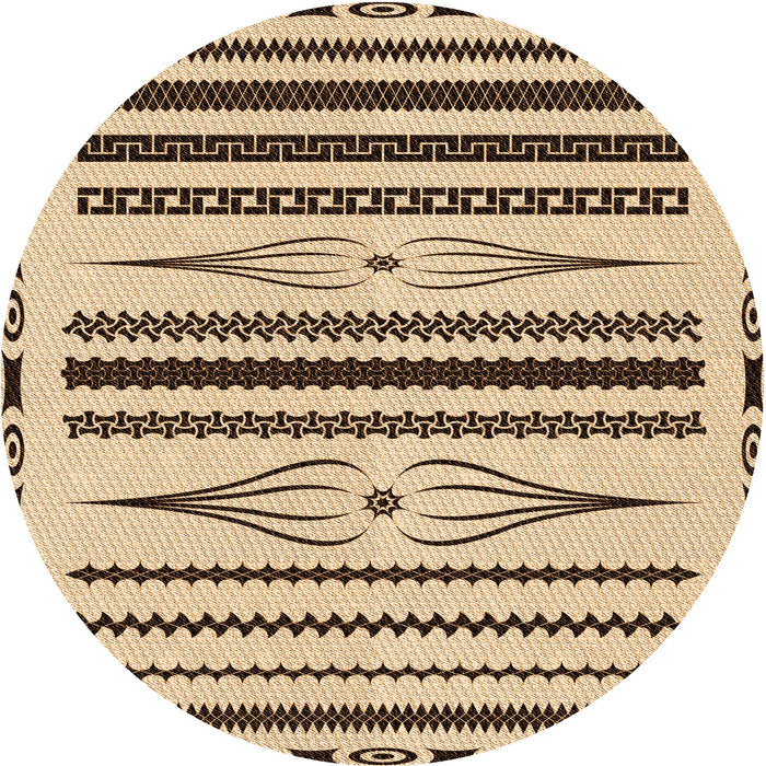 Square Patterned Saddle Brown Rug, pat2153org