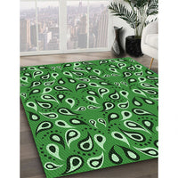 Patterned Deep Emerald Green Rug, pat2154grn