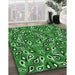 Patterned Deep Emerald Green Rug in Family Room, pat2154grn