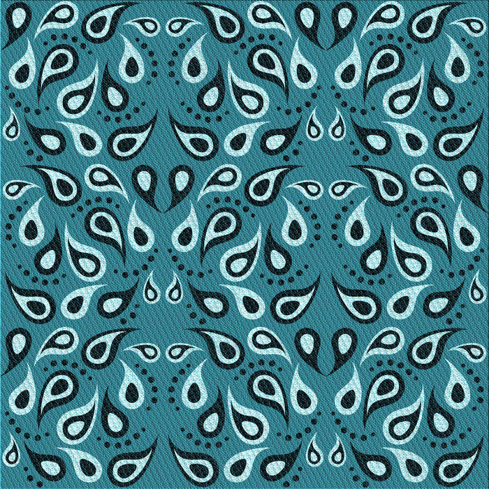 Round Patterned Medium Teal Green Rug, pat2154lblu