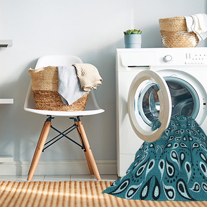 Machine Washable Transitional Medium Teal Green Rug in a Washing Machine, wshpat2154lblu