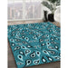 Machine Washable Transitional Medium Teal Green Rug in a Family Room, wshpat2154lblu