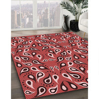 Patterned Cranberry Red Rug, pat2154rd