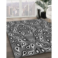 Patterned Charcoal Black Novelty Rug, pat2154